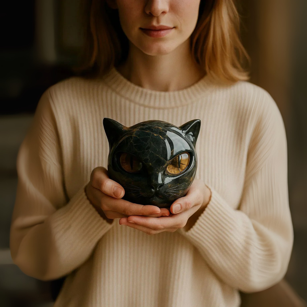 Mystica™ Kattenbeeld – Mystiek Design met Marmerlook